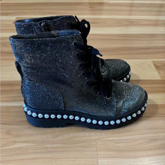 Jessica Simpson Eilir Sparkly Studded Combat Boot Size 6.5 New - Picture 2 of 7